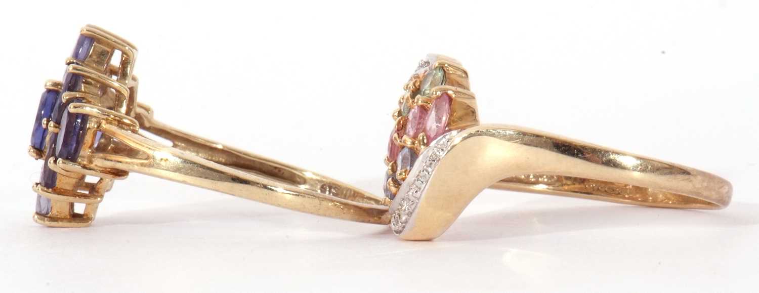 Mixed Lot: two 9ct gold modern precious gem set dress rings, both stamped QVC, size T (2) - Image 4 of 10