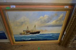 Kenneth Grant (British, 20th Century), A fishing trawler in an offshore swell, oil on board,