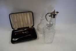 BOXED PART BOTTLE OPENING SET PLUS THREE DECANTERS