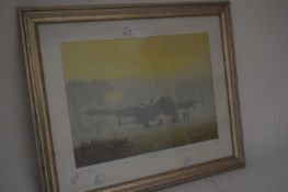 COLOURED PRINT AFTER GERALD COULSON 'OFF DUTY LANCASTER AT REST'