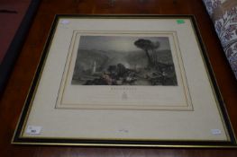 OBERWESEL COLOURED ENGRAVING, F/G, 58CM WIDE