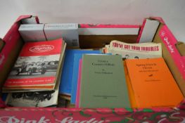 BOX CONTAINING BOOKS AND EPHEMERA TO INCLUDE THE MAGAZINE OF THE LAGONDA CLUB, VARIOUS VOLS FROM THE