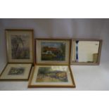 MIXED LOT PICTURES TO INCLUDE STUDIES OF PULL'S FERRY, NORWICH, WATERCOLOUR OF A HILL PATH, STUDY OF