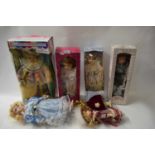 COLLECTION VARIOUS PORCELAIN HEADED DOLLS TO INCLUDE SOME BOXED