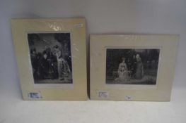 TWO LATE 19TH CENTURY MEZZOTINT PRINTS 'JULIET AND THE NURSE' AND 'QUEEN ISABELLA AND HER LADIES',