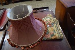 LAMP SHADE AND A SMALL FLORAL TABLE COVER