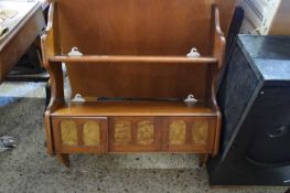 SMALL LATE 19TH CENTURY AMERICAN WALNUT WALL SHELF WITH THREE DOORS AND SMALL DRAWERS, 65CM WIDE