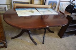 REPRODUCTION MAHOGANY VENEERED TWIN PEDESTAL DINING TABLE, 162CM WIDE