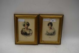 COLOURED PORTRAIT PRINT - SUMMER AND WINTER, GILT F/G