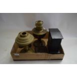 OIL LAMP BASES, MANTEL CLOCK CASE ETC