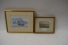 SMALL 19TH CENTURY ENGRAVING OF A SEASIDE SCENE PLUS A FURTHER PRINT (2)