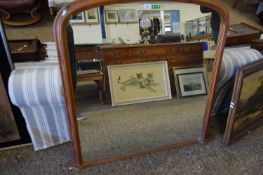 MODERN PINE FRAMED ARCH TOP OVERMANTEL MIRROR, 101CM WIDE