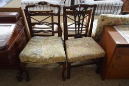 MIXED LOT : GEORGIAN MAHOGANY LADDERBACK CABRIOLE LEGGED CHAIR TOGETHER WITH ONE OTHER (2)