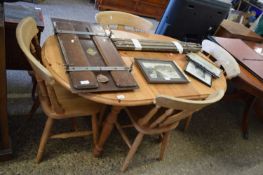 MODERN EXTENDING PINE DINING TABLE AND FOUR CHAIRS