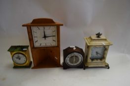 THREE MANTEL CLOCKS AND A SMALL WALL CLOCK (4)