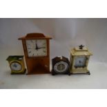 THREE MANTEL CLOCKS AND A SMALL WALL CLOCK (4)