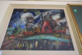 JOHN TRUDGILL, 'THE WINDMILL', OIL ON BOARD, FRAMED