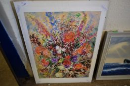 MARIA GIBSON-WATT, STUDY OF A VASE OF FLOWERS, COLOURED PRINT, SIGNED IN PENCIL