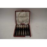 CASED SET OF SIX SILVER PLATED TEA SPOONS