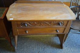 HEATHLAND OAK TWO DRAWER SIDE CABINET WITH CARVED DETAIL, 91CM WIDE