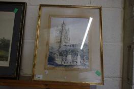 20TH CENTURY SCHOOL, STUDY OF ST PETER MANCROFT, NORWICH, WATERCOLOUR, INDISTINCTLY SIGNED, F/G