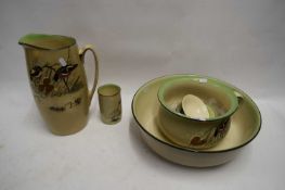 ROYAL DOULTON WASH STAND SET DECORATED WITH BULLFINCHES