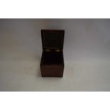 SMALL 19TH CENTURY MAHOGANY SQUARE FORMED TEA CADDY WITH LOOPED HANDLES