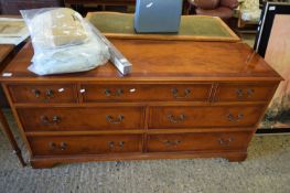 REPRODUCTION YEW WOOD VENEERED SIDEBOARD, 152CM WIDE