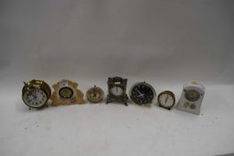 SEVEN VARIOUS MANTEL AND BEDSIDE CLOCKS