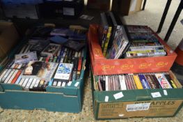 LARGE COLLECTION CASSETTES, CDS AND DVDS