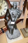 CONTEMPORARY BRONZED METAL MODEL OF AN EMBRACING COUPLE