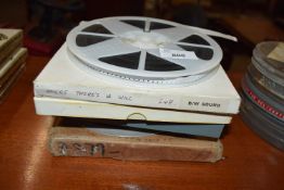MIXED LOT VARIOUS FILM REELS TO INCLUDE 'EARTHQUAKE', 'WHERE THERE'S A WILL' LAUREL & HARDY, '