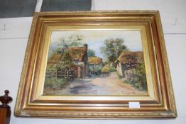 OIL PAINTING HAY CART GILT FRAMED