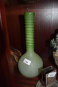 FROSTED GREEN ART GLASS VASE