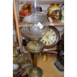 BRASS BASED OIL LAMP WITH FROSTED GLASS SHADE