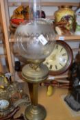 BRASS BASED OIL LAMP WITH FROSTED GLASS SHADE