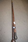 TWO HARDWOOD WALKING STICKS WITH BALL ENDS