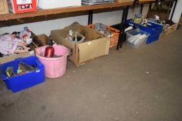ELEVEN BOXES AND CONTAINERS OF VARIOUS HOUSEHOLD CERAMICS, SUNDRIES ETC
