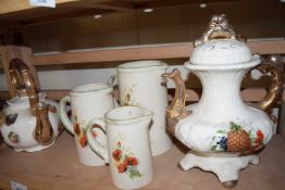 MIXED LOT VARIOUS DECORATED JUGS AND TEA POT