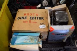 BOX OF MIXED ITEMS TO INCLUDE A BOOTS CINE EDITOR FOR 8MM FILM