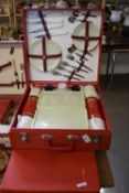 CASED TRAVELLING PICNIC SET TOGETHER WITH A FOLDING TABLE (2)