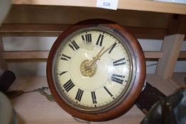 19TH CENTURY POSTMAN'S ALARM TYPE WALL CLOCK, (LACKING BELL)