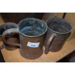 TWO COPPER HALF PINT MUGS AND ONE OTHER (3)