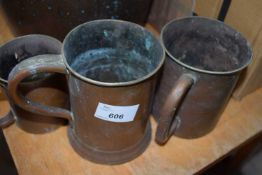 TWO COPPER HALF PINT MUGS AND ONE OTHER (3)