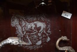 BEVELLED GLASS PANE DECORATED WITH A SHIRE HORSE