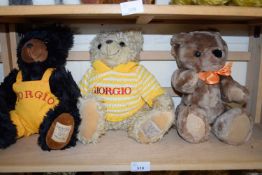 TWO GIORGIO BEARS 1996 AND 1998 COLLECTORS EDITIONS PLUS A FURTHER LEFAR TOY BEAR (3)