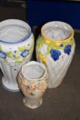 THREE LARGE CERAMIC FLORAL DECORATED VASES