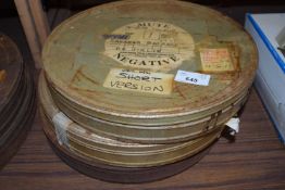 THREE TINS OF 16MM FILM REELS TO INCLUDE 'SAVANNAH BALANCE'