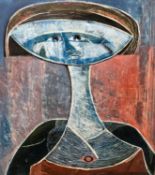 South African School, 20th Century, Abstract portrait, oil on board, unframed, unsigned.