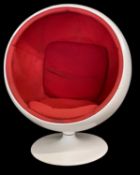 Aarnio ball chair with red fabric-lined interior, approx 125cm high